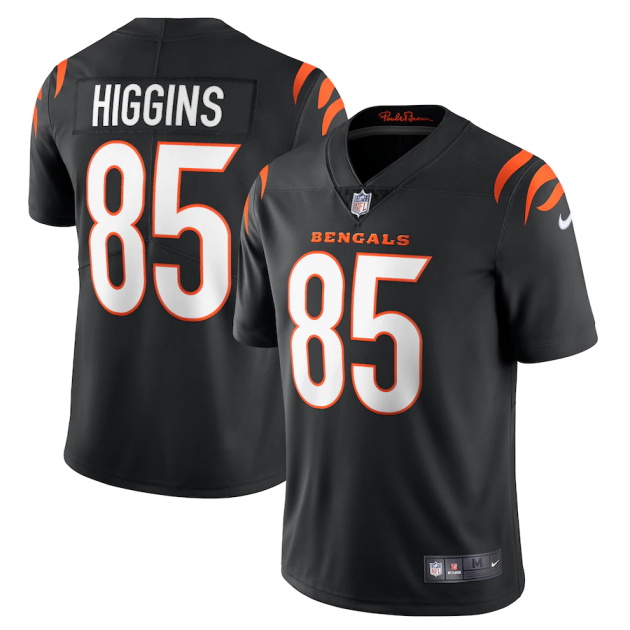 mens nike tee higgins black cincinnati bengals vapor limited jersey